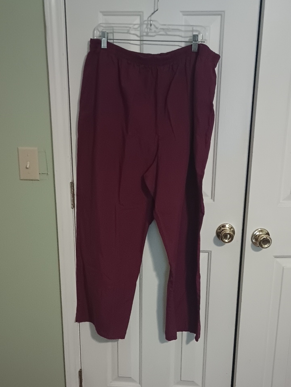 Cherokee Workwear Scrub Pants in Deep Burgundy And Brown